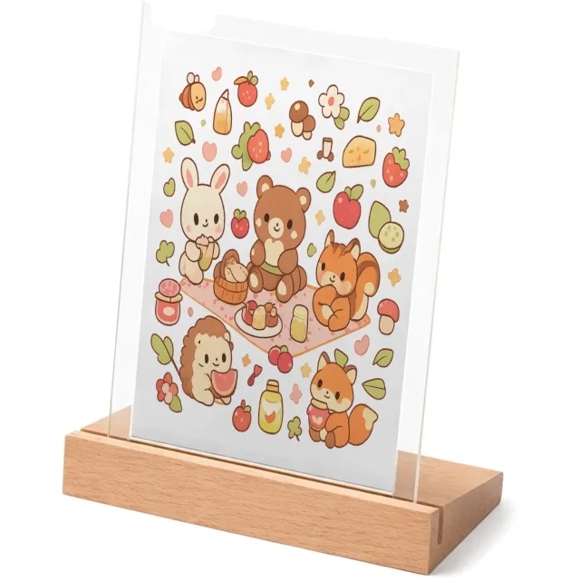 Mr Cadeautjes Glasframe met vaste tekst - design Een vrolijke set kleine bosdieren die samen picknicken tusse | cadeau Wit