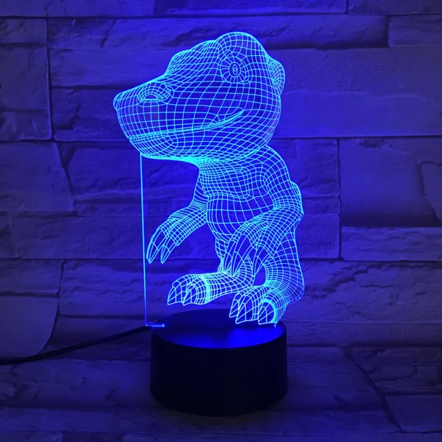 MC Living 3D Led Lamp Met Gravering - RGB 7 Kleuren - Dinosaurus