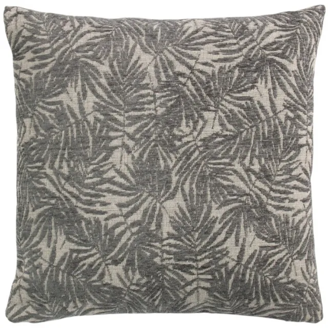 Linen & More Kussen Jacquard bladeren grijs 45x45cm