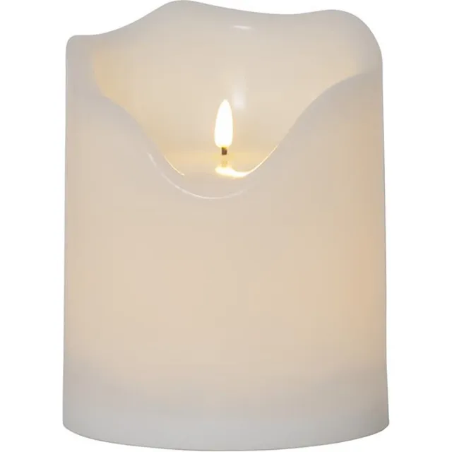 Star Trading kaars Flamme Grand, zuilkaars, wit, LED, timer, warm wit, voor buiten, 20 cm natuurlijk wit
