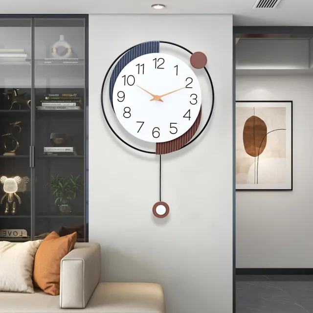 Unyqoos Stijlvolle grote wandklok met slinger voor stille en elegante decoratie, grijs, 40cm