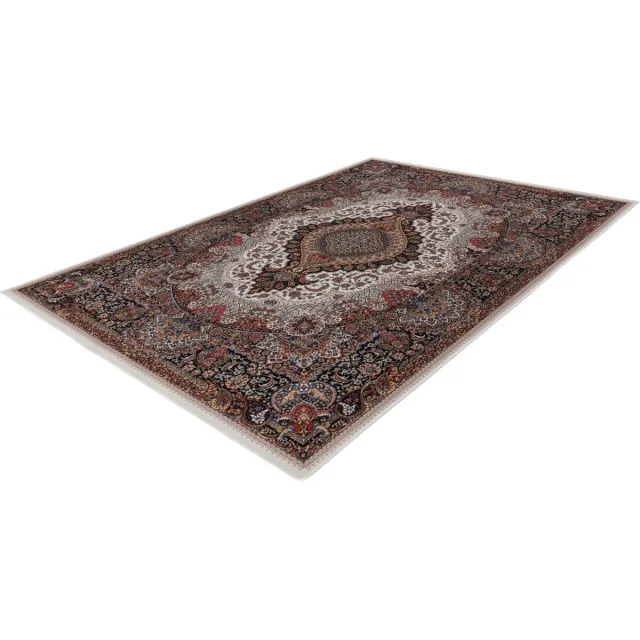 Lalee Dunya klassieke vloerkleed digitaal geprint karpet perziche motief laagpolige tapijt antislip rug wasbaar 240x330 cm ivory creme rood multi