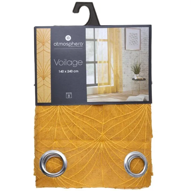 Atmosphera Oker Gordijn - Geborduurd - 1 stuk - Polyester - 140 x 240 cm