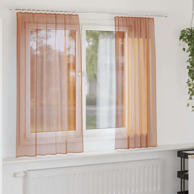 vidaXL Voile gordijnen met roedezakken 2 st terracotta