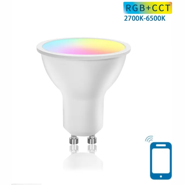 Aigostar LED lamp GU10 WiFi - 4,9W (=37W) - RGB + CCT 2700-6500K - 420 lm - 120° - dimbaar