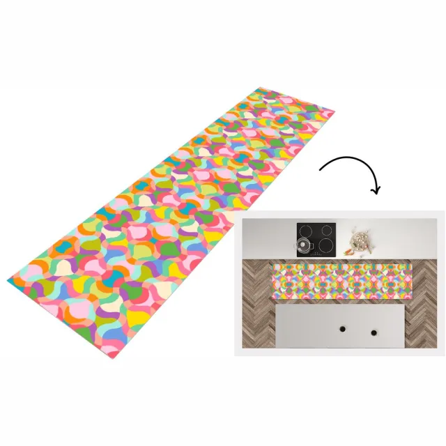 KitchenYeah Keukenloper - Keukenmat vinyl Design - Abstract - Kleuren - Retro - Keukenmatten loper - Keuken vloerkleed tapijt, foto 8