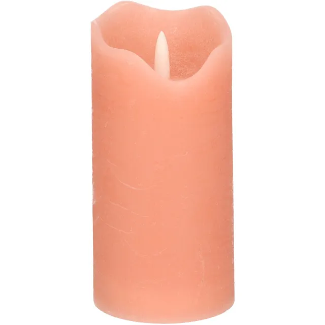 Stern fabrik LED kaars/stompkaars - roze - D7,5 x H15 cm - timer - 3D vlam