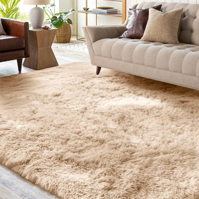 Unyqoos Zacht en Hoogpolig Tapijt in Beige voor Woonkamer en Slaapkamer 80x160 cm
