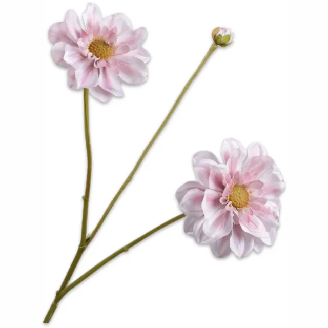Silk-ka Kunstbloem-Zijden Bloem-Kunsttak Dahlia Steel Roze-Creme 75cm