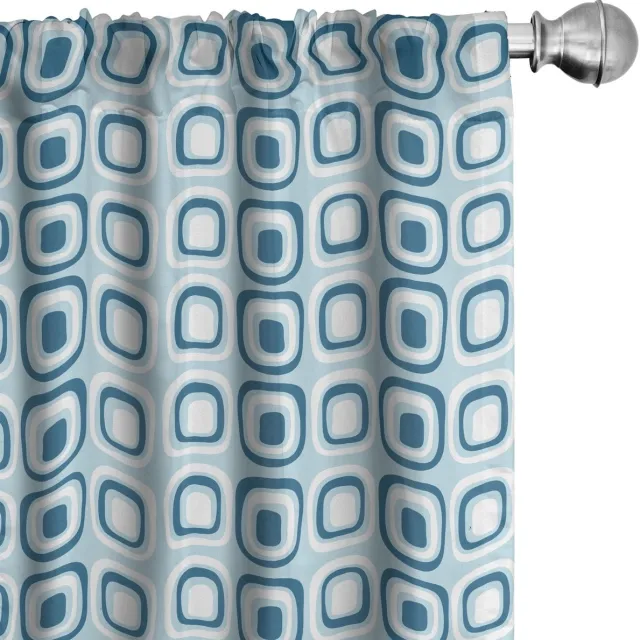 ABAKUHAUS Voorhangen – Geometrisch Blauw/Wit – 2-delig 75x175 cm