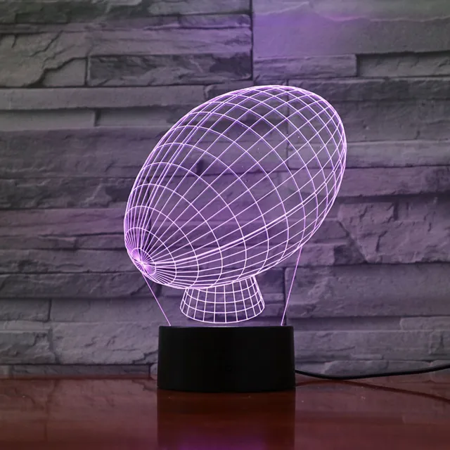 MC Living 3D Led Lamp Met Gravering - RGB 7 Kleuren - Rugby Bal