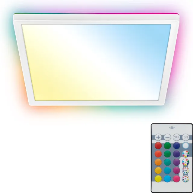 Briloner Slim - RGBIC Plafondlamp led - plafonniere met afstandsbediening - CCT & RGBIC-backlight - dimbaar - 18W - 29cm - wit Wit (met RGBIC)