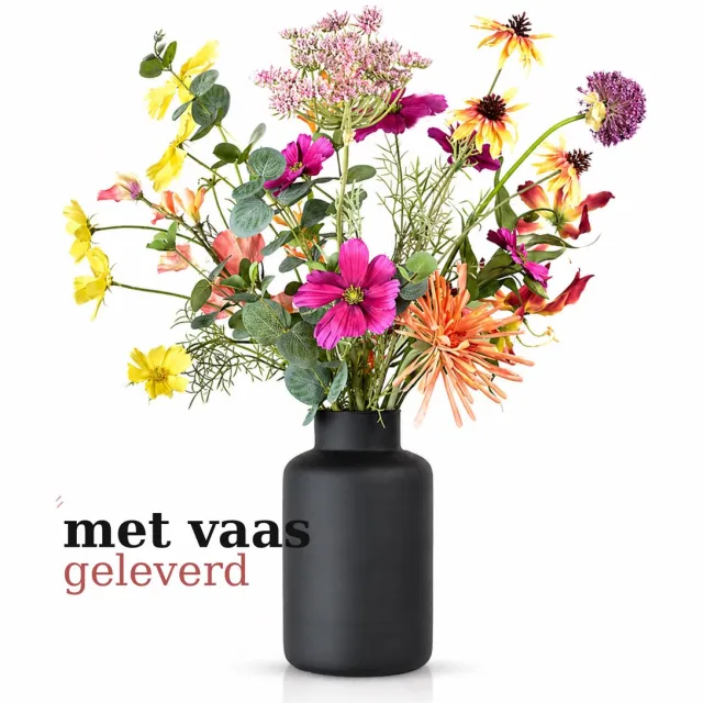 Natuurlijk Bloemen Kunstbloemen met vaas - Mixed Colors - Zijden bloemen- zijden boeket met vaas - Natuurlijk Bloemen