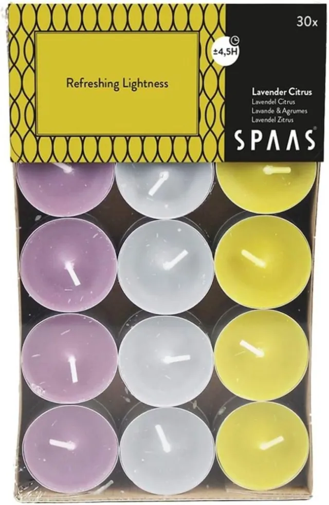 Spaas Theelichtjes Lavendel Citrus (30 stuks) Geel