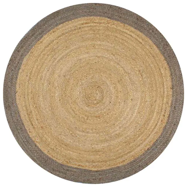 vidaXL Vloerkleed handgemaakt met grijze rand 90 cm jute Grijs