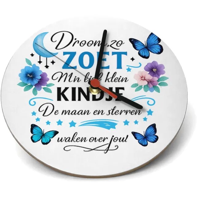 Mr Cadeautjes Klok rond Ø 19 - design Een troostend slaapkamerthema met maan, sterren en een gerus | cadeau Wit