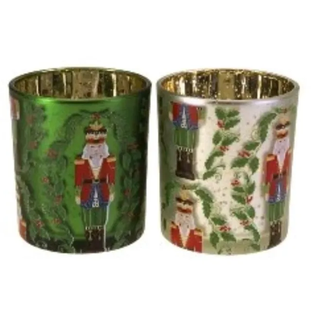 Werner Voss Windlicht notenkraker - glas wit/groen - set van 2 - 9x10cm - Werner Voss Divers