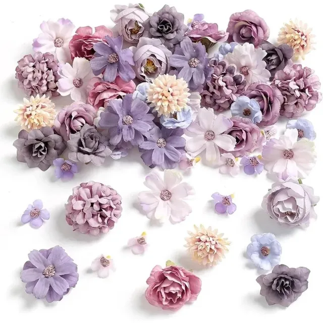 Kasey Mini Kunstbloemen - 40 Stuks - Nepbloemen Voor Knutselen & Decoratie - Paars - Kasey