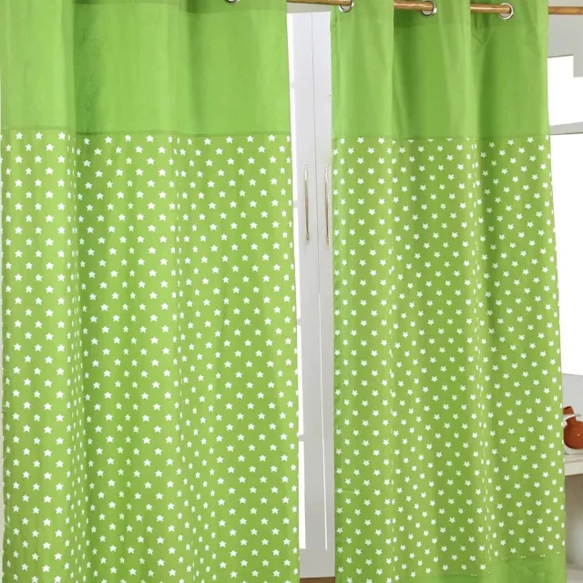 Homescapes gordijnen met oogjes sterren groen set van 2 100% katoen, 228 x 137 cm