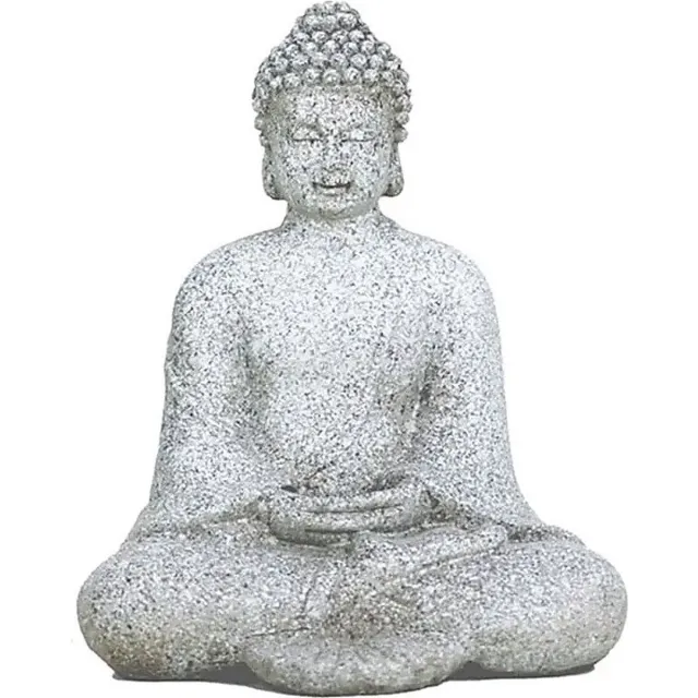 Yogi & Yogini Meditation Boeddha - Meditatie Boeddha steengrijs - 12 cm grijs