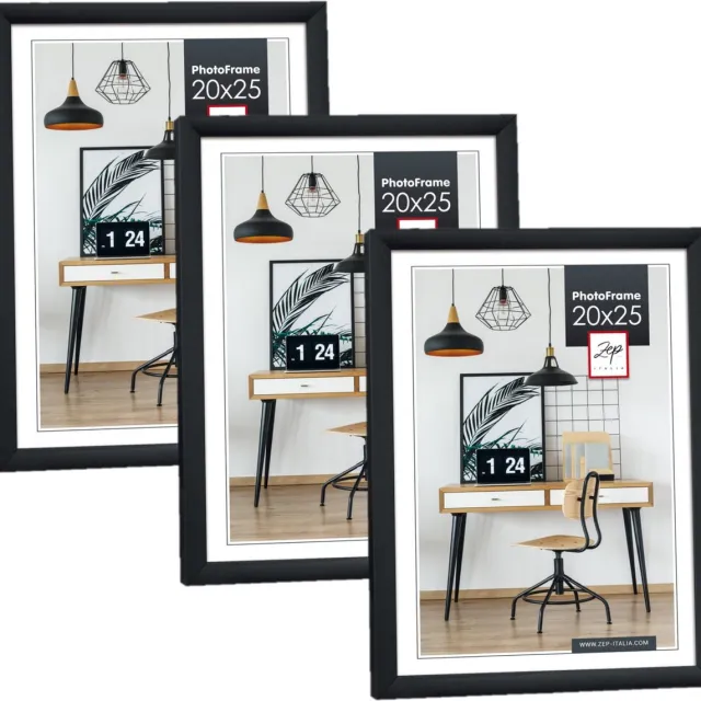 Zep Fotolijst - 3x stuks - zwart - 26 x 21 x 2 cm - kunststof - voor foto van 20 x 25 cm - staand of hangend
