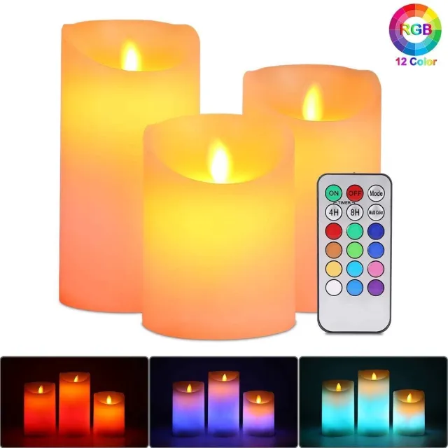 Vintag LED Kaarsen Inclusief afstandsbediening - Kerstverlichting - RGB - 3 Stuks - Kerst Kaarsen - Flikkerende Vlam - Kerstverlichting