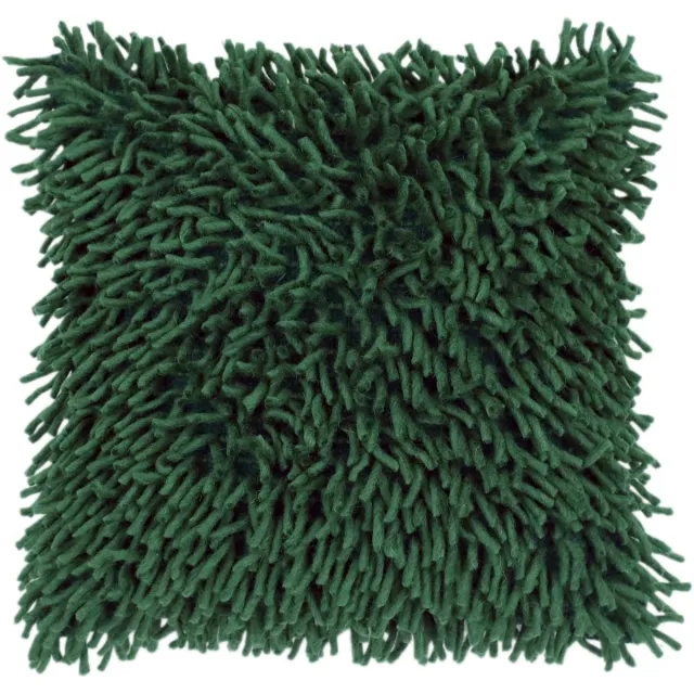 Urbane Hide Fluffora Luxe Shaggy Kussenhoes - 45x45 cm - Wol, Katoen & Polyester - Sierkussenhoes Donkergroen - 'Fluffy' Winterdecoratie (Zonder Binnenkussen) Part D