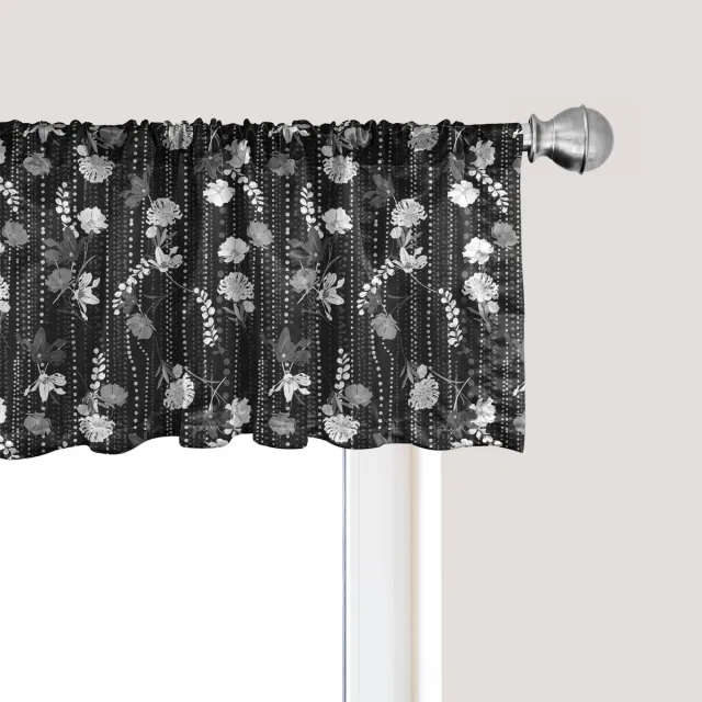 ABAKUHAUS Bloemenpatroon raamvalletje, gordijnvalletje voor keuken en slaapkamer met tunnelzoom, 137 cm x 30 cm, Coca-Cola grijs Grijs cola grijs