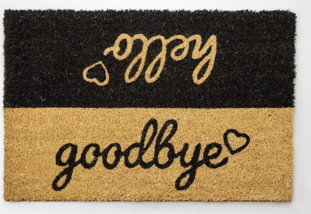 OOTB Hello Goodbye deurmat - Deurmatten - vloermat - kokosvezels - 60x40 - Floormat Bruin