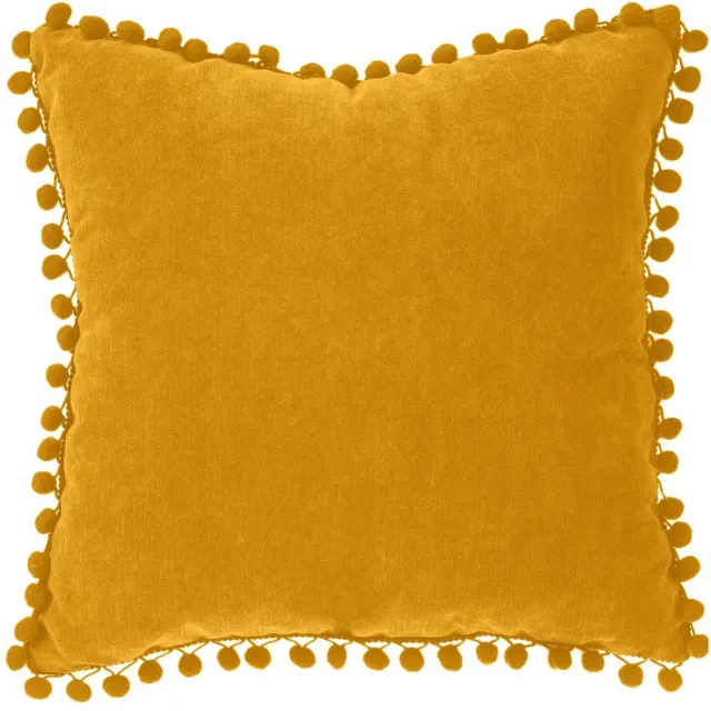 Atmosphera Créateur d'intérieur® Kussen - Pompon sierkussen - oker geel - 40 x 40 cm