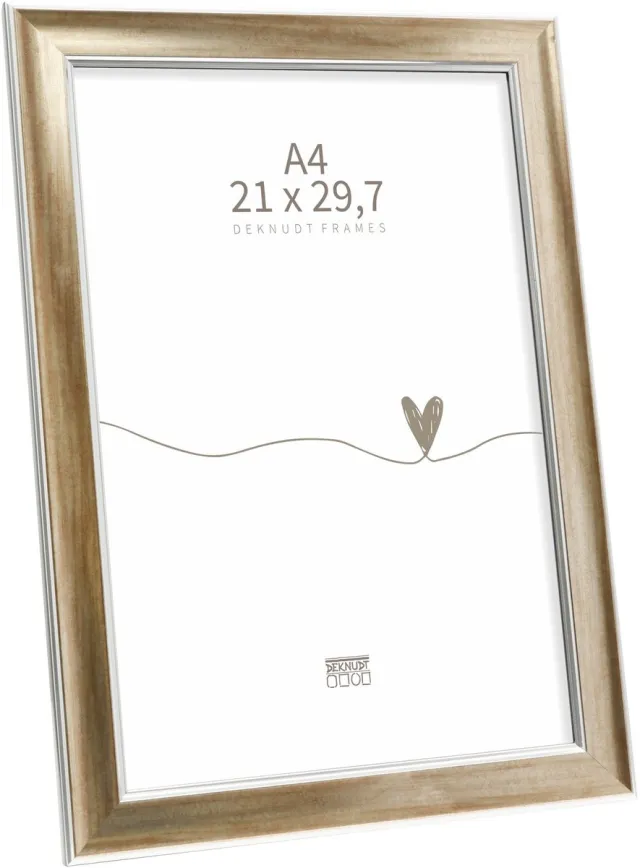 Deknudt Frames fotolijst S244D3 - brons met zilverbiesje - foto A4(21x29,7 cm)