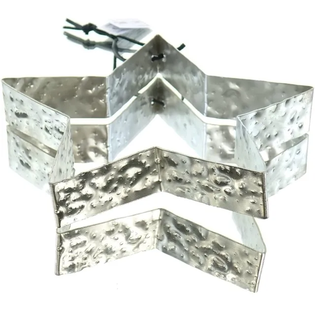 Gasper kerstster zilverkleurig hamerslag Ø 22 cm - leer