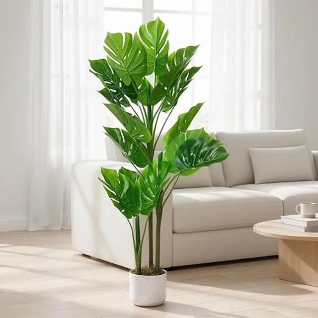 Triumpunpre Kunst Monstera 110cm — Waterbestendig PEVA — 16 bladeren voor terras & lobby groen