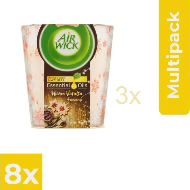 Air Wick Airwick Geurkaars - Essential Oils - Hemelse Vanille - 6 x 105 gram - Voordeelverpakking 8 stuks Beigebruin