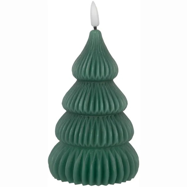 Clayre & Eef LED Kaars Kerstboom Ø 8x17 cm Groen Wax