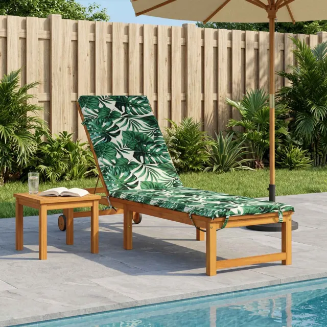 vidaXL Ligstoel Kussen GEMERT 100% Polyester Bladpatroon groen