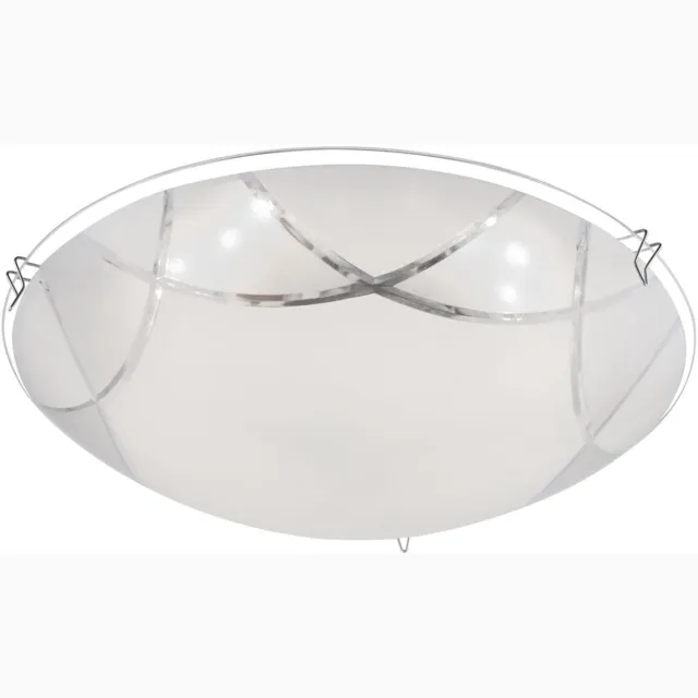 Globo Lighting LED plafondlamp glas moderne woonkamerlamp plafond chroom hallamp wit, mat nikkel opaal, 1x LED 8W 640Lm warm wit, D 25 cm