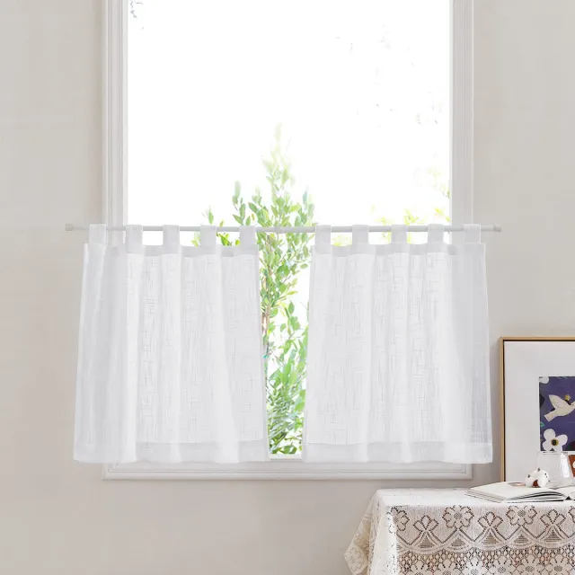 Ibenzoa Vitrage Gordijnen Set van 2 - Halftransparante Lussen voor Badkamer en Raamdecoratie wit