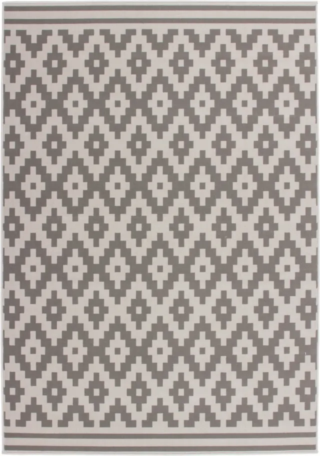 Padiro design laagpolig vloerkleed 120 x 170 cm - lichtbeige - modern geometrisch patroon - voor vloerverwarming - van polypropyleen en jute
