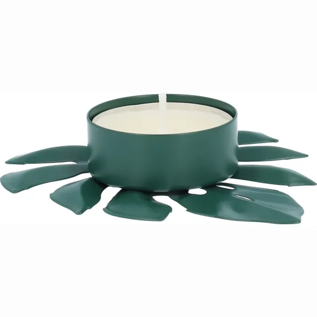 QUVIO Waxinelichthouder - Blad - Theelichthouder - Kaarsenhouder - Woonaccessoires - Decoratieve accessoires - 9 x 8 x 2 cm - Metaal - Groen