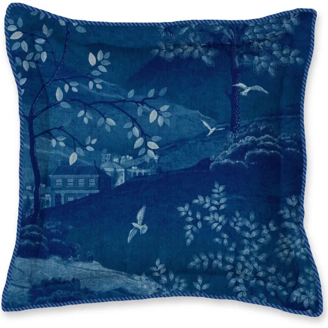 Pip Studio Sundara Wood Square Cushion Sierkussen - 45 x 45 cm cm - Donkerblauw