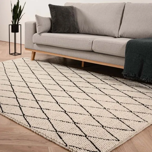 Nordic Weavers Wollen vloerkleed - Vinduer crème/zwart 160x230