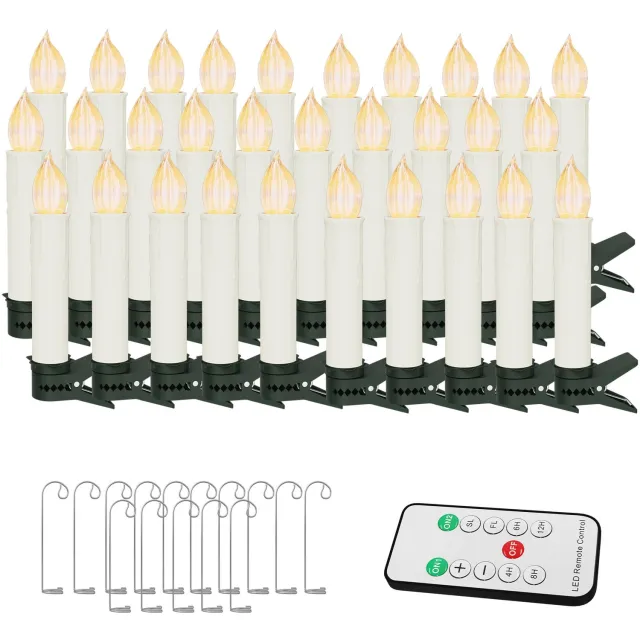NAIZY LED Kaarsen 30 Stuks - Warm Wit - Kerstboomkaarsen met Clip - Timer & Afstandsbediening - IP44 - Zonder Batterijen - NAIZY Warm wit licht