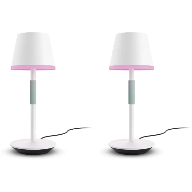 Philips Hue Go met 2 Tafellampen (Wit) - Wit en Gekleurd Licht - Hue White and Color Ambiance