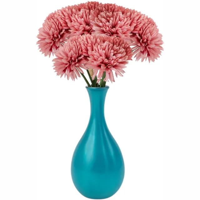 CHAKS Kunstbloemen boeket dahlia - 3x - roze - 26 cm - bloemstuk - onderhoudsvrij