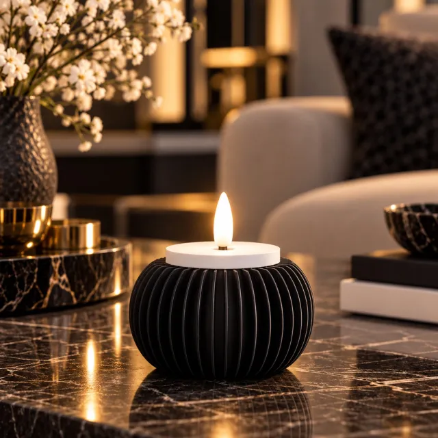Decor & Diffuse Selena Oplaadbare LED Kaars – Met bewegende vlam – Luxe Sfeerverlichting – Timer - afstandsbediening - USB oplaadbaar Zwart