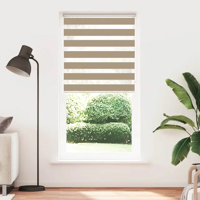 vidaXL Zebra Blind 115x200 cm stofbreedte 110,9 cm polyester zandbruin