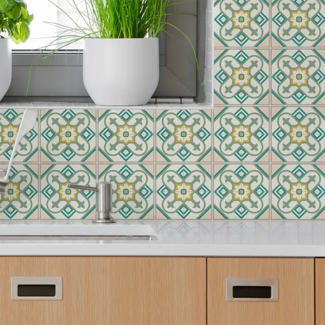 Ambiance Sticker Zelfklevende tegelmuurstickers voor keuken en badkamer - 24 Georgi Azulejos tegelstickers - 24 stickers 15x15cm Multi color