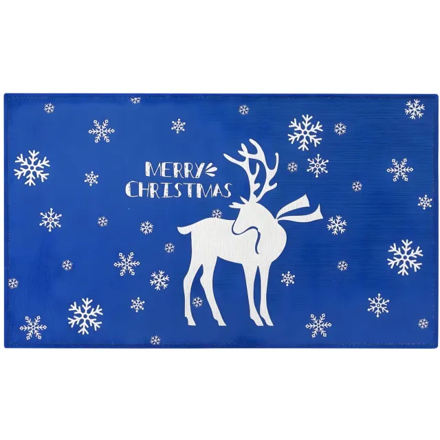 Happiq Kerst Deurmat - Voor Indoor & Outdoor - Anti-Slip, Dirt Trapper Welkom Mat - 50x80 cm, Klein Tapijt - Blauw-50 cm x 80 cm Blue