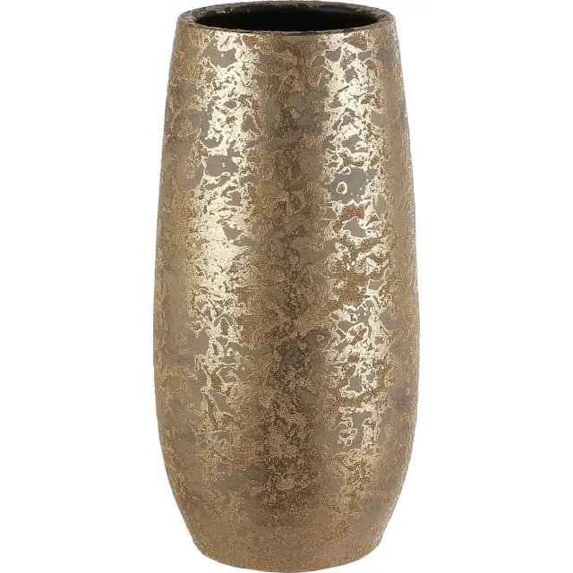Deco by Boltze Luxe bloemenvaas goud motief 35 x 17 cm van keramiek Goudkleurig